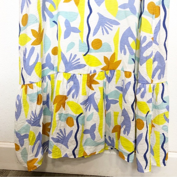 Molly Bracken Printed Maxi Dress V-Neck Ruffle White Size Medium Lili Sidonio - Picture 8 of 15